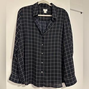 J. Crew pink and navy stripped dress shirt